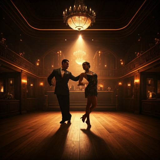 A wide ballroom floor before a social